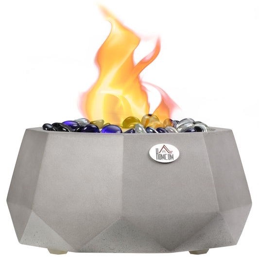 Portable Light Grey Concrete Tabletop Fireplace with Lid for Indoor and Outdoor Use