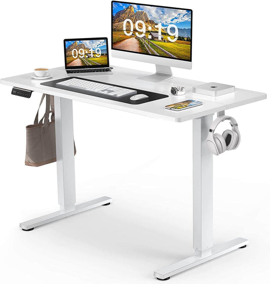 Height Adjustable Electric Standing Desk in White, 48'' x 24''