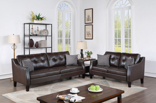 SOFA SET - 2PC SET in Black Faux Leather