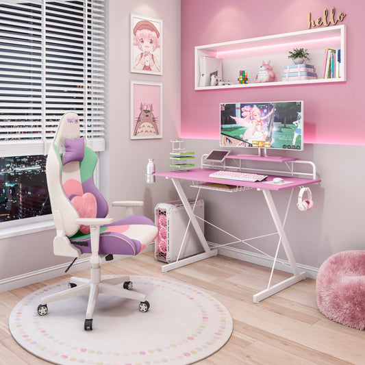 Peak Performance Gaming Desk with Pink Accents by Techni Sport