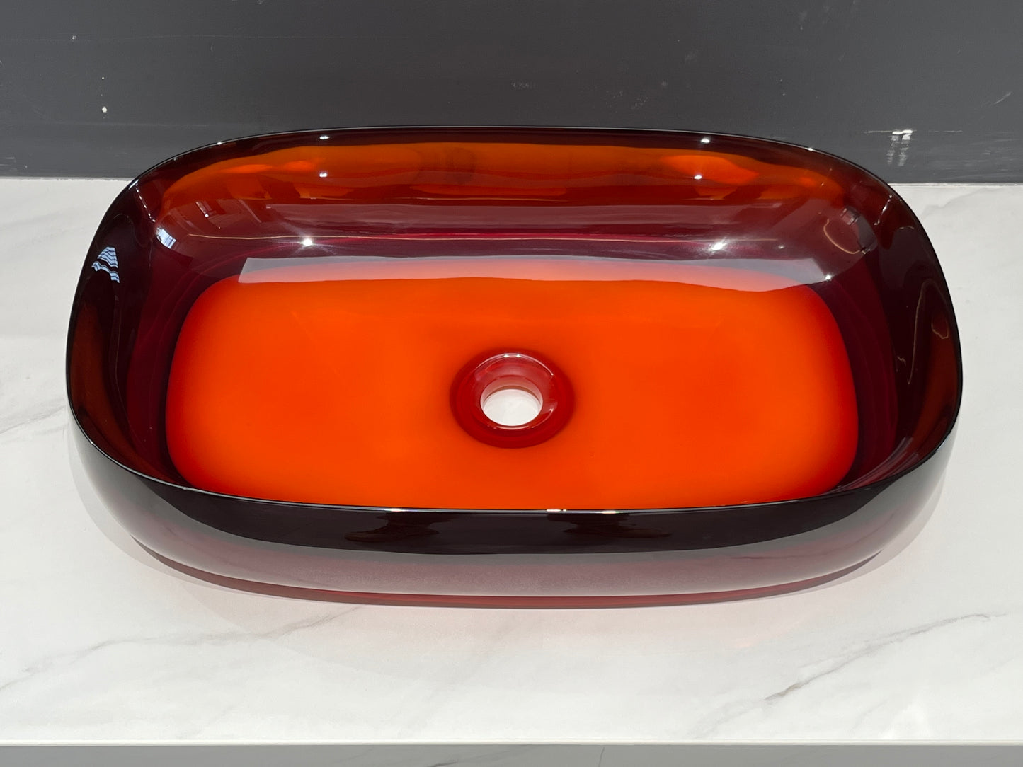 Transparent Red Solid surface basin