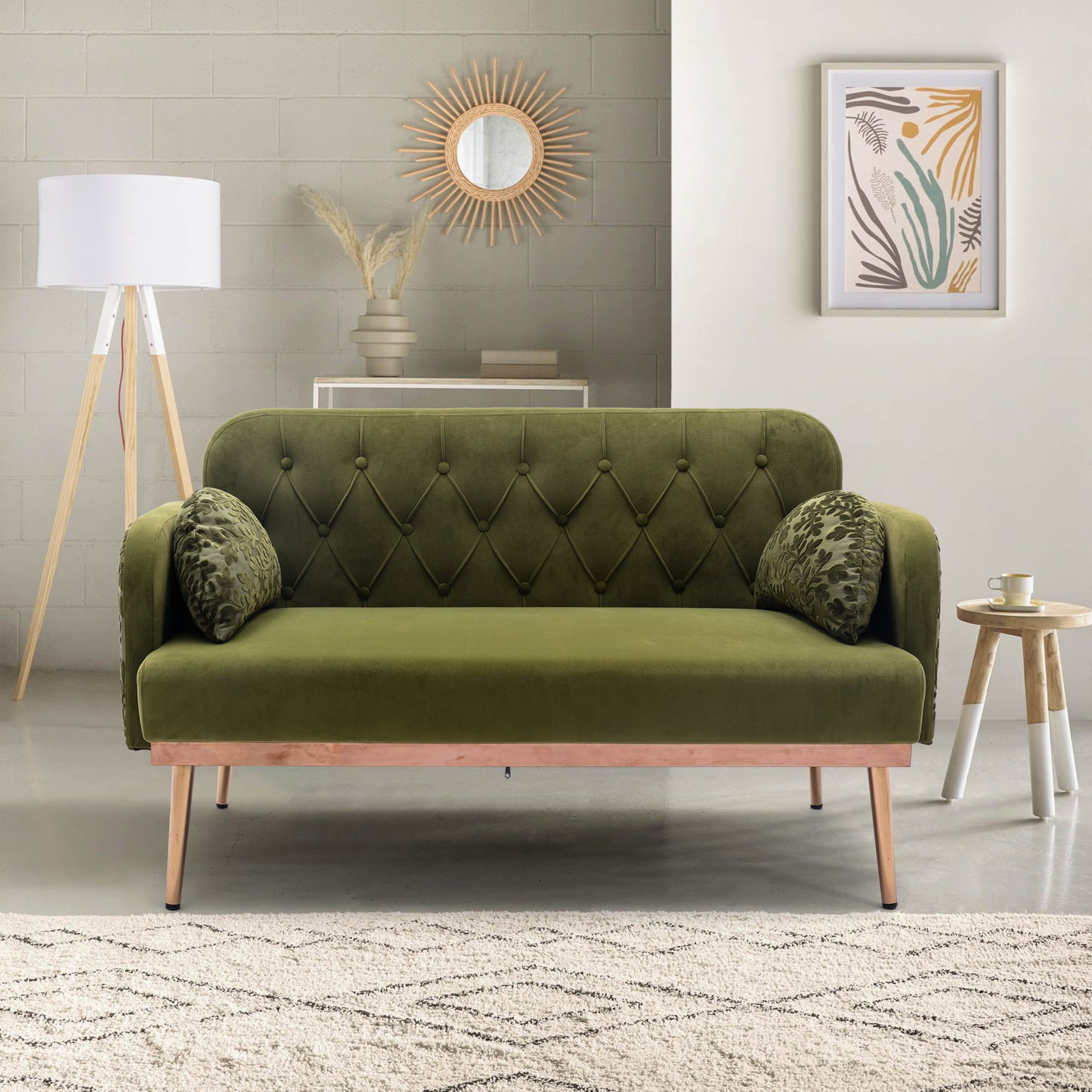 Velvet  Sofa , Accent sofa .loveseat sofa with metal feet