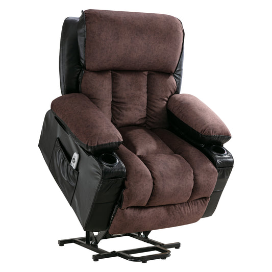 Electric Power Lift Recliner Chair with Heat and Massage for Elderly in Black/Brown