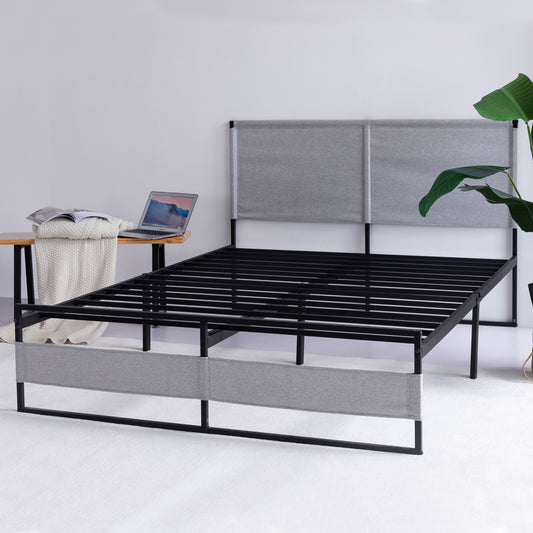 V4 Metal Bed Frame 14 Inch Queen Size with Headboard and Footboard, Mattress Platform with 12 Inch Storage Space