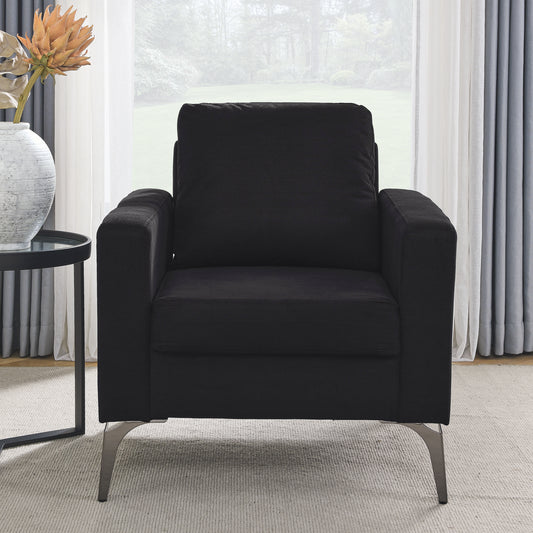 Sofa Chair,with Square Arms and Tight Back  ,Corduroy Black