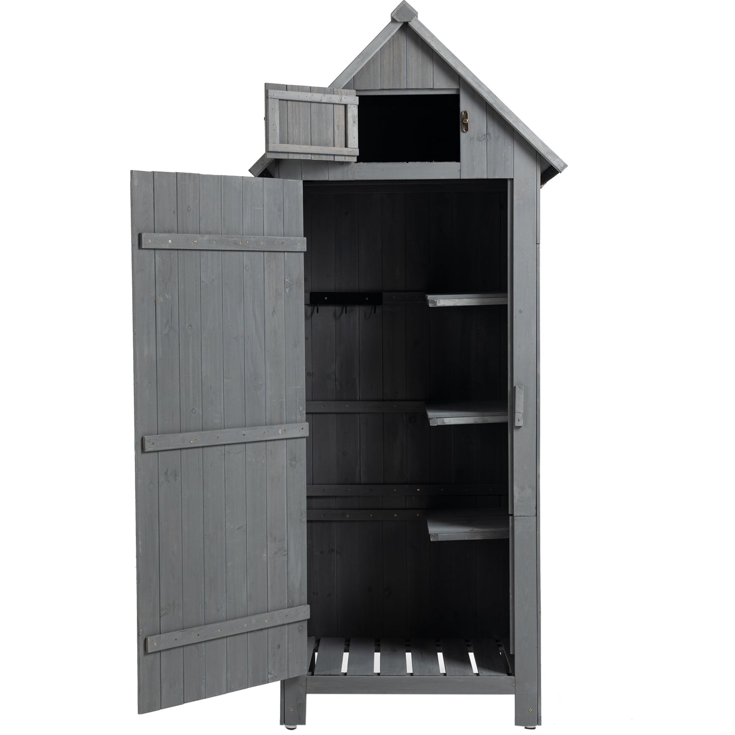 30.3"L X 21.3"W X 70.5"H Outdoor Storage Cabinet Tool Shed Wooden Garden Shed  Gray