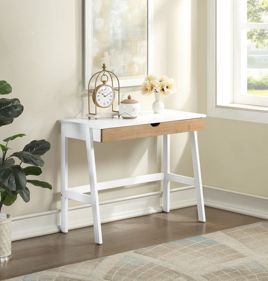 Solid Wood Modern White/Natural Hilton Desk