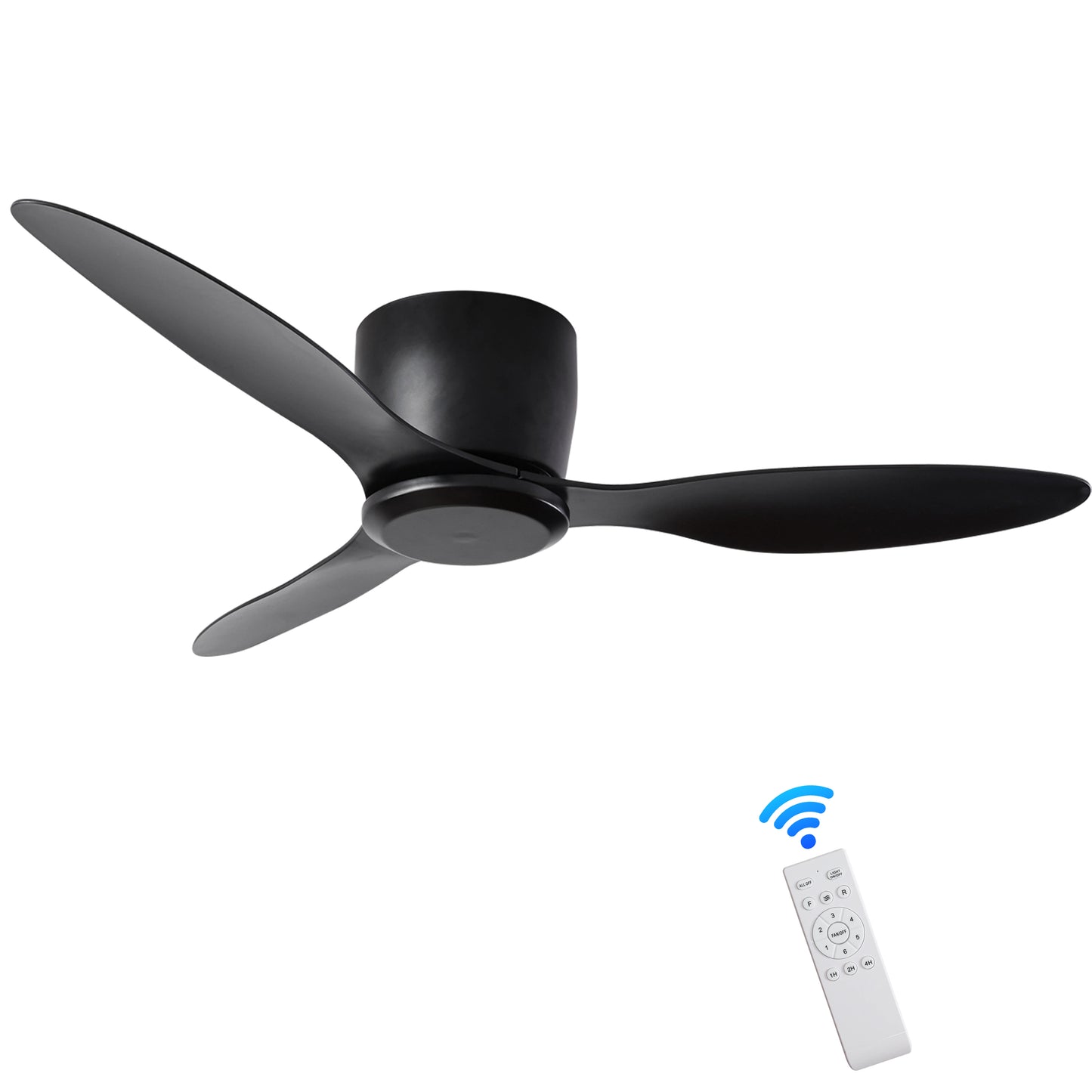 Quiet 42 Black Flush Mount Ceiling Fan with 6 Speeds Reversible Motor