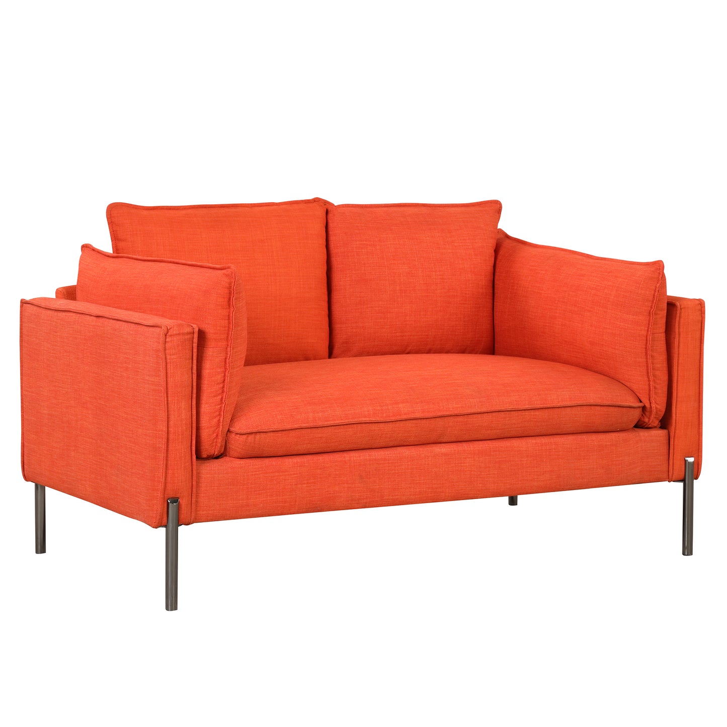 56 Compact Modern Style Sofa Linen Fabric Loveseat for Small Spaces