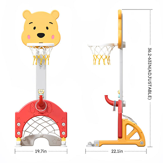 Cantoon Bear Kids Toddler Basketball Stand: The Ultimate 3-in-1 Indoor Activity Center