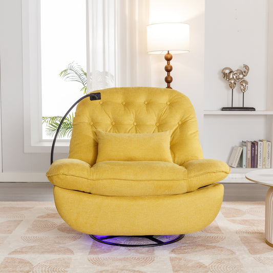 Yellow Power Recliner with Voice Control and Bluetooth Music Player