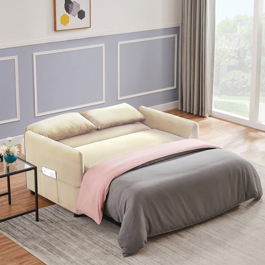 Beige Leisure Love Sofa with Convertible Design