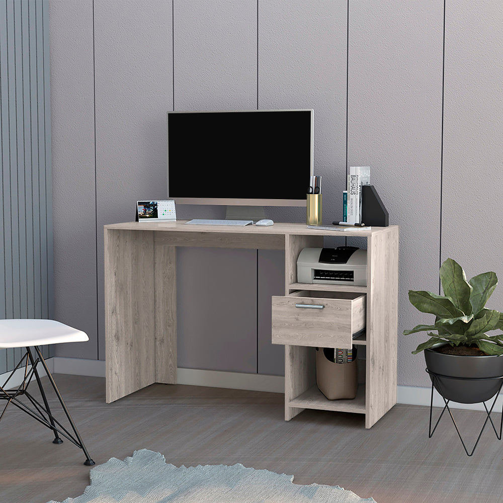 Odessa Computer Desk with Drawer and Storage Cabinets in Light Gray - Stylish and Functional Workstation