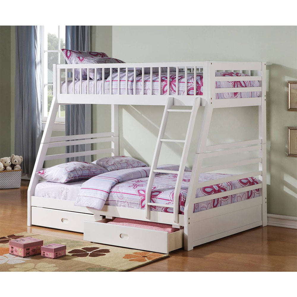 Stylish White Jason Bunk Bed with Twin/Full Size Sleep Configuration