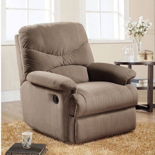 Arcadia Recliner in Light Brown Microfiber with Motion