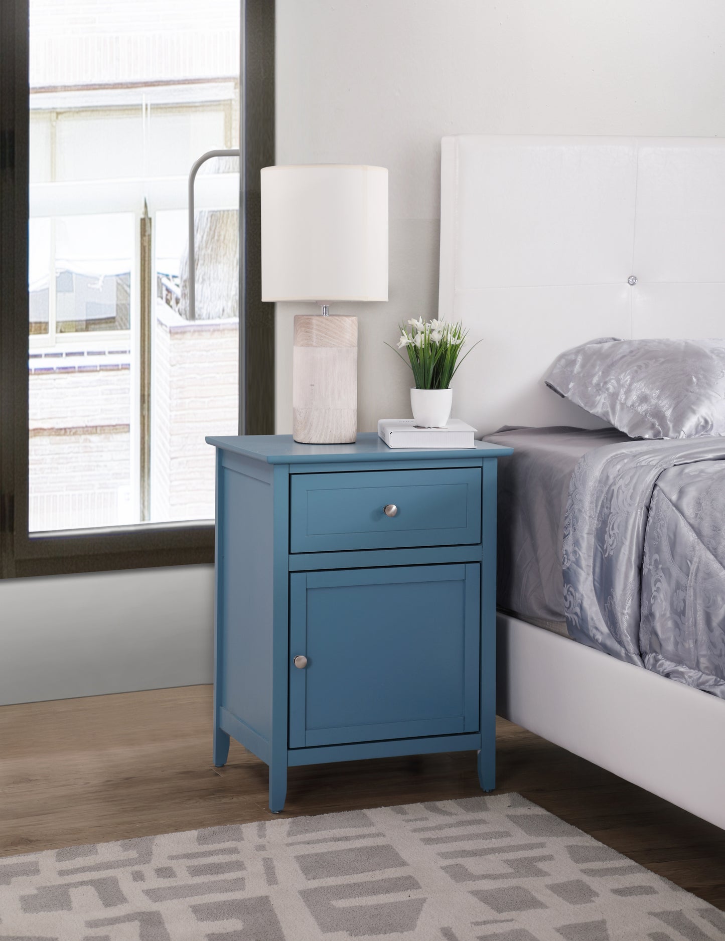 Izzy G1416-N-80 1 Drawer /1 Door Nightstand , Teal