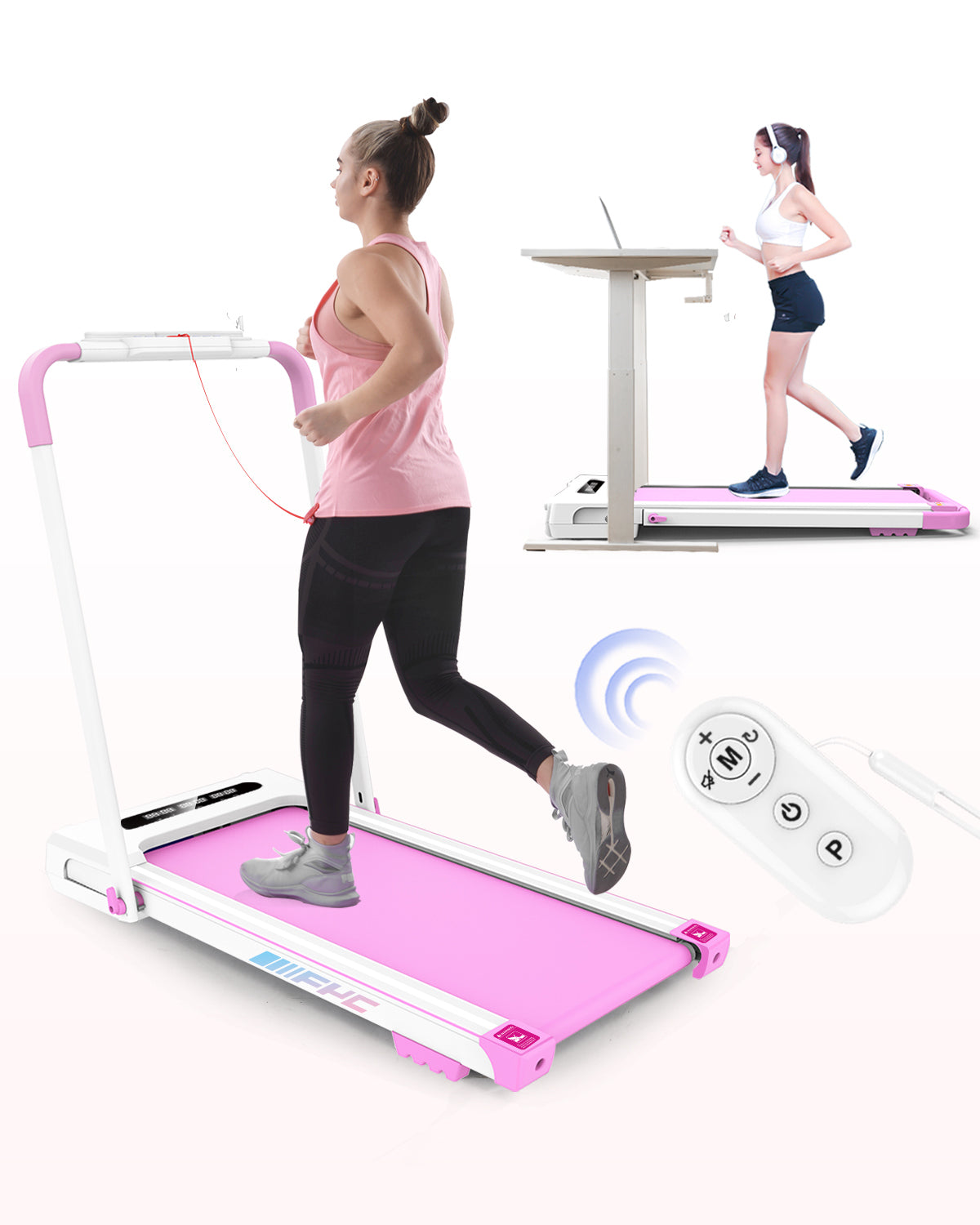 FYC 2 in 1 Under Desk Treadmill - 3.5 HP Folding Treadmill for Home, Installation-Free Foldable Treadmill Compact Electric Running Machine, Remote Control & LED Display Walking Running Jogging