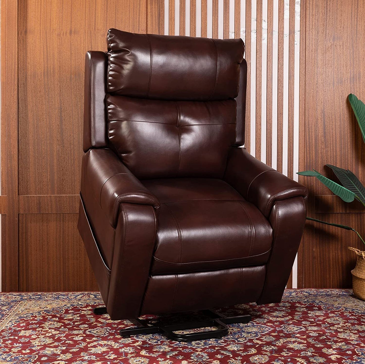 Elderly Electric Power Recliner Chair in Red Brown by Lehboson