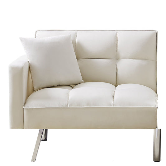 2-Seater Right Velvet Sofa with Adjustable Backrest and Toss Pillows