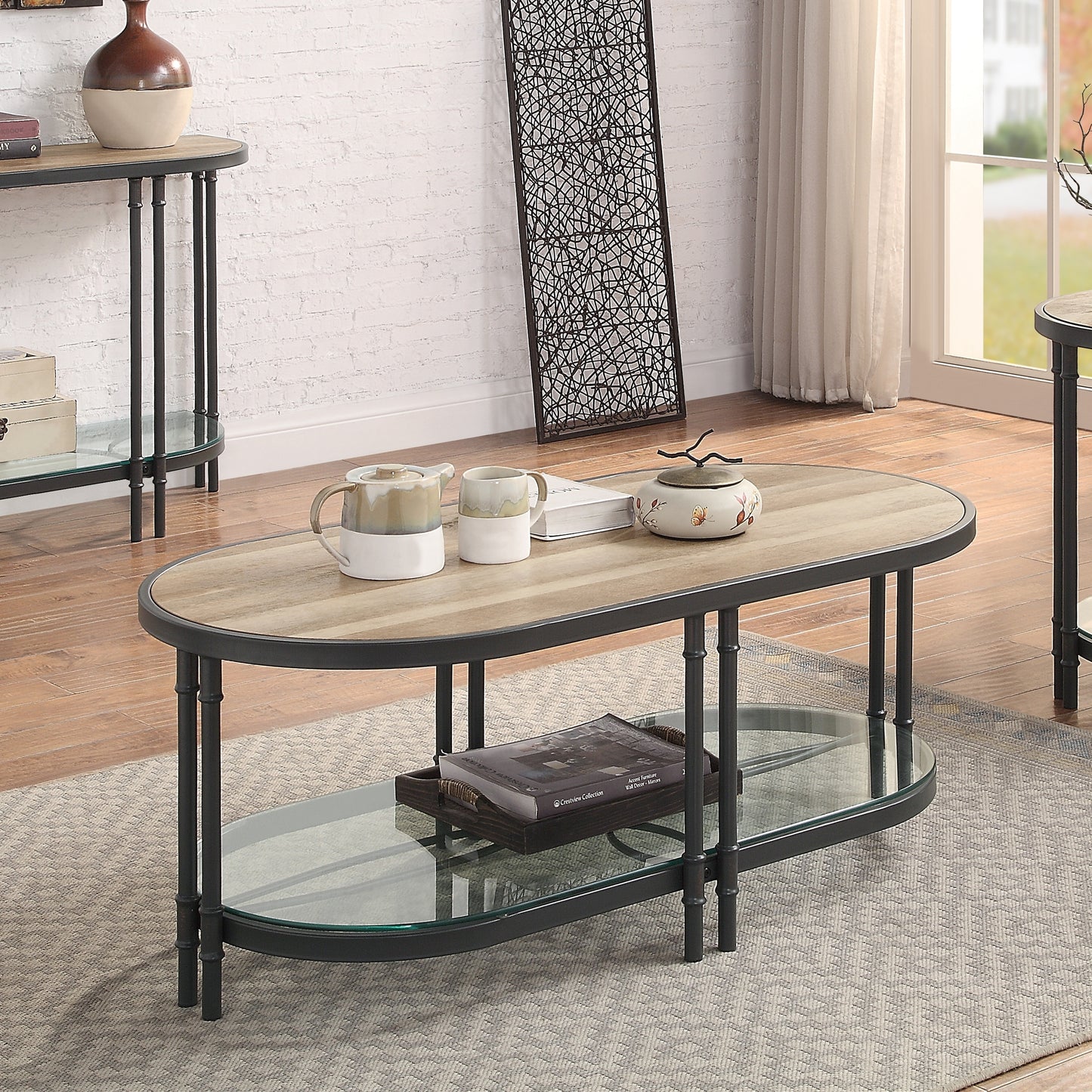 Brantley Coffee Table with Oak & Sandy Black Finish LV00751