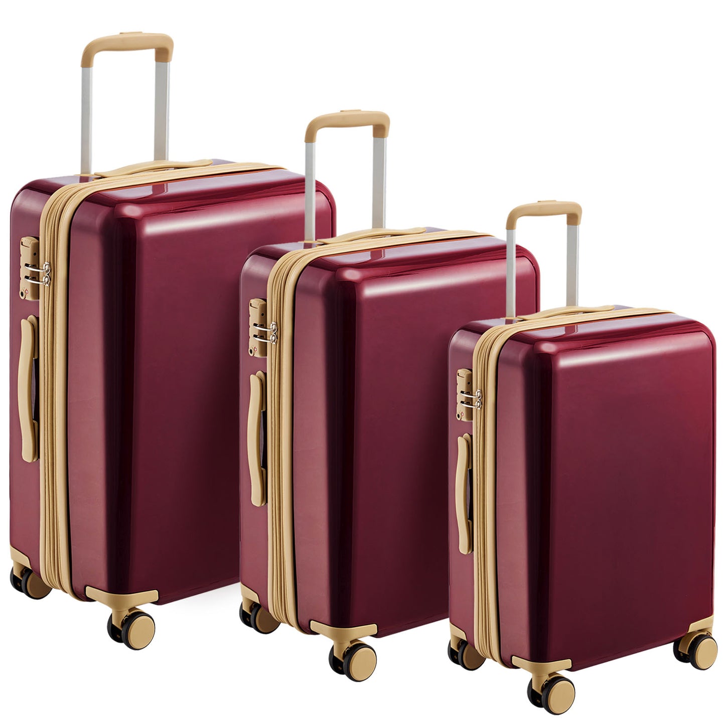 Hardshell Luggage Sets 3 Piece double spinner 8 wheels Suitcase with TSA Lock Lightweight 20''24''28''