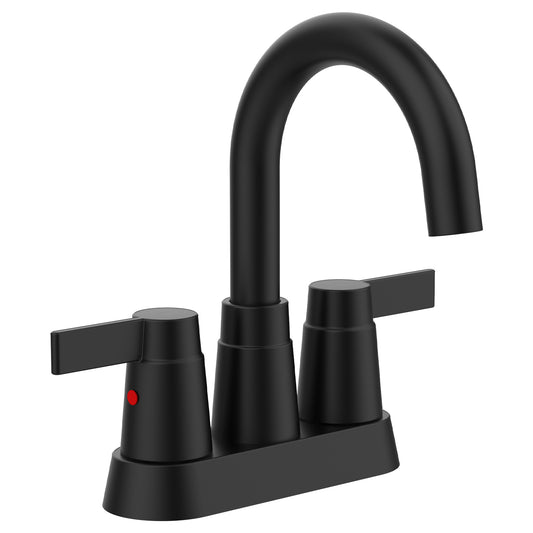 Black Matt Bathroom Sink Faucet with 2 Handles - 360 Swivel Spout