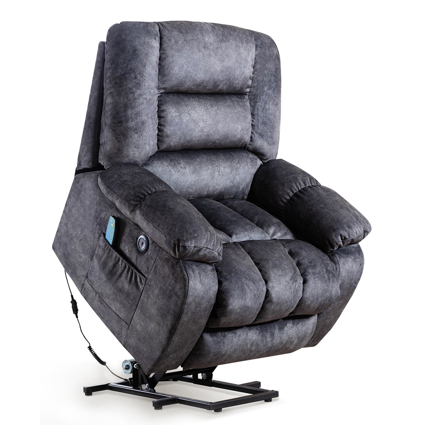 Comfort Plus Electric Recliner Chair with Heat Therapy, Massage, and Lift Mechanism for Seniors, Heavy-Duty, Gray