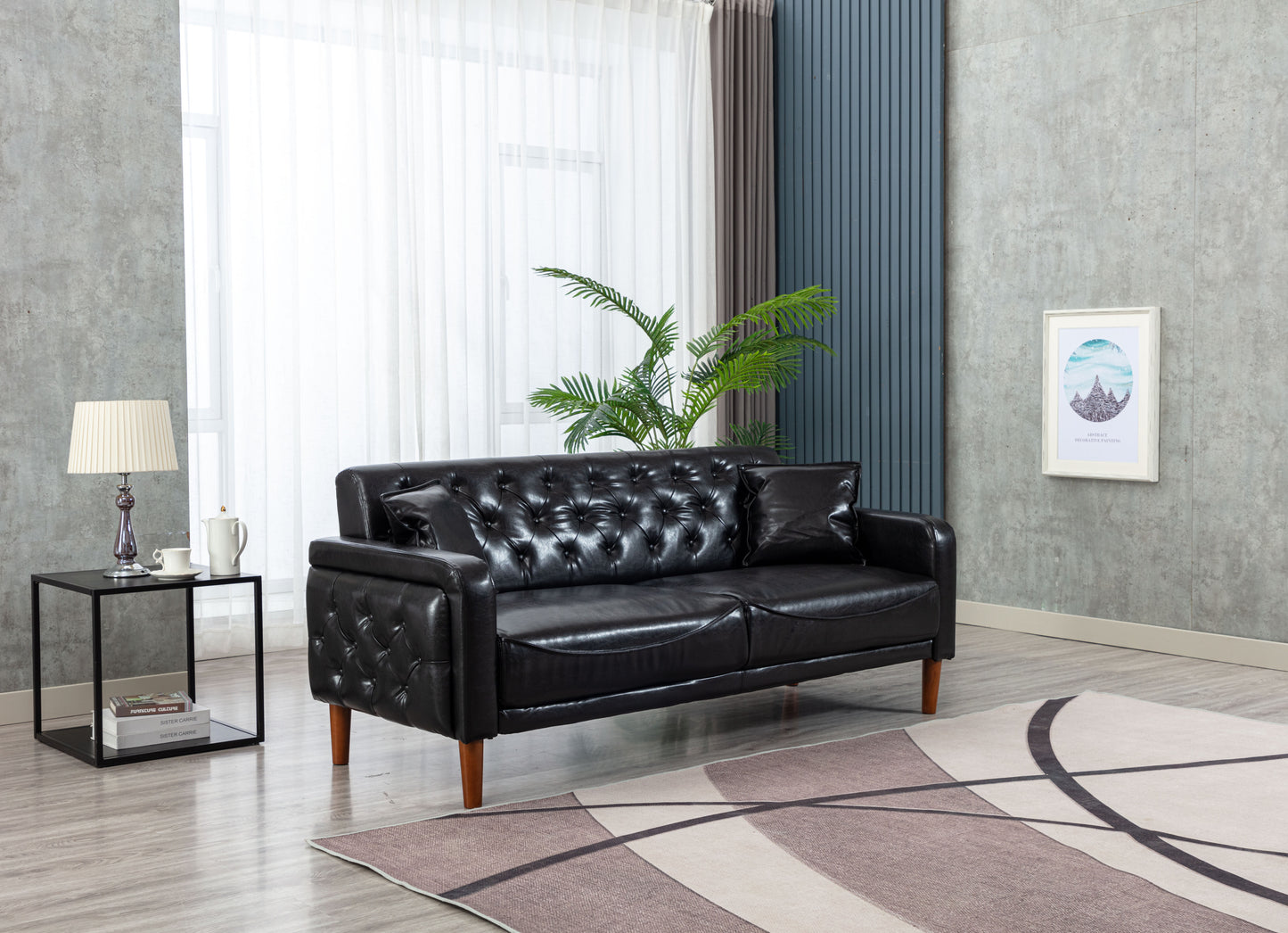 Black 2047 PU Leather Sofa