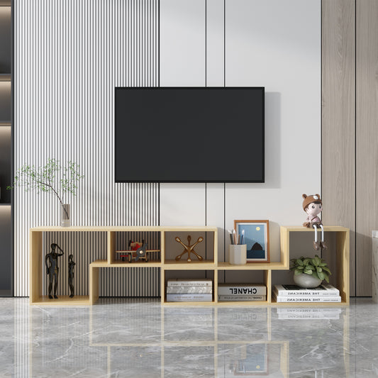 Oak Double L-Shaped TV Stand and Bookcase with Display Shelf