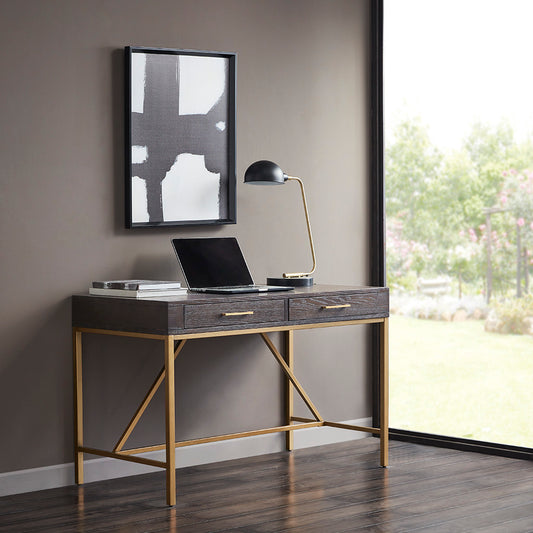 Contemporary Gold and Dark Morocco Office Desk