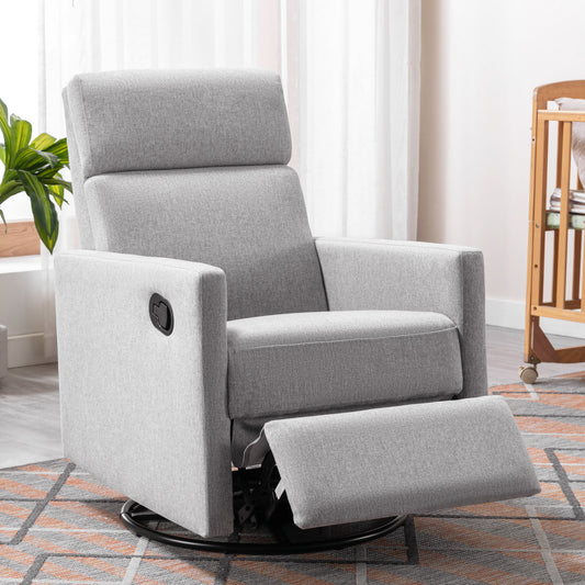 Gray Swivel Rocking Recliner Chair with Modern Design