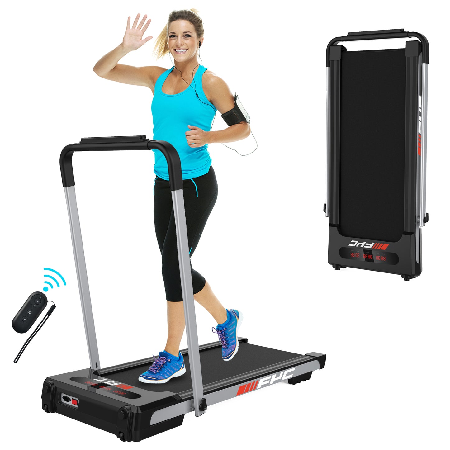 2 in 1 Under Desk Treadmill - 3.5 HP Folding Treadmill for Home, Installation-Free Foldable Treadmill Compact Electric Running Machine, Remote Control & LED Display Walking Running Jogging