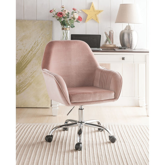 Eimer Office Chair in Peach Velvet & Chrome 92504