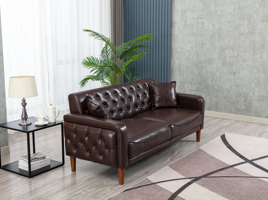 Luxurious Brown PU Leather Sofa - 2047 Edition