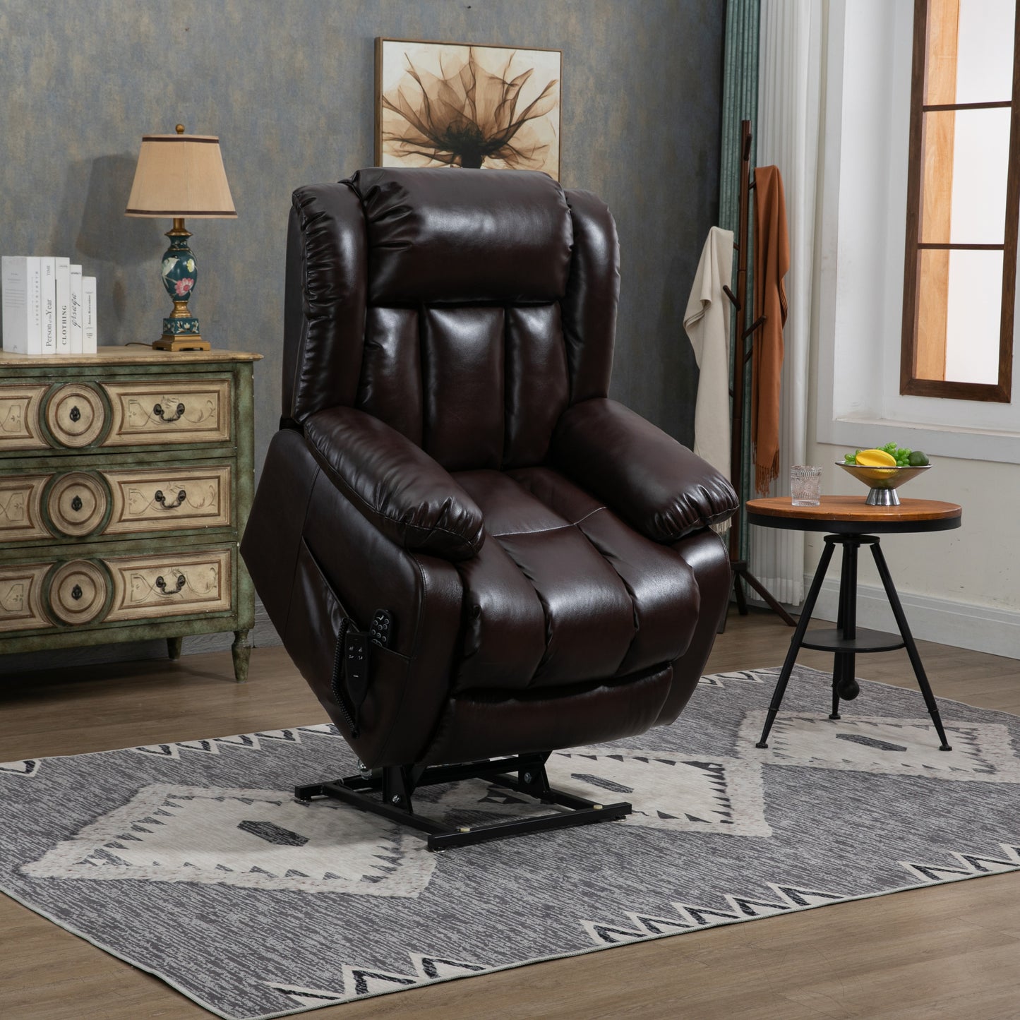 Brown Power Lift Recliner Chair with Massage and Heating