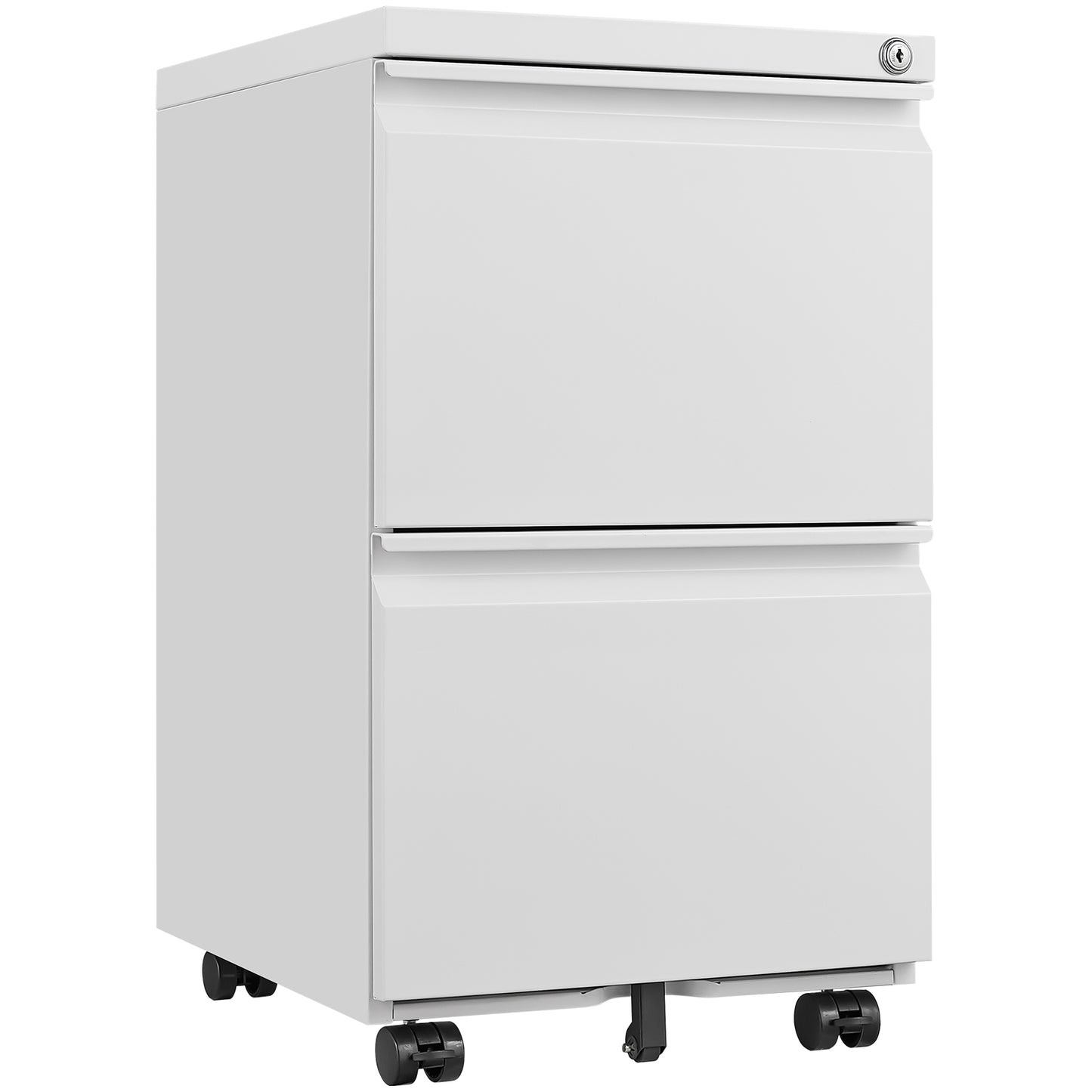 Black 2-Drawer Mobile File Cabinet with Secure Locking System