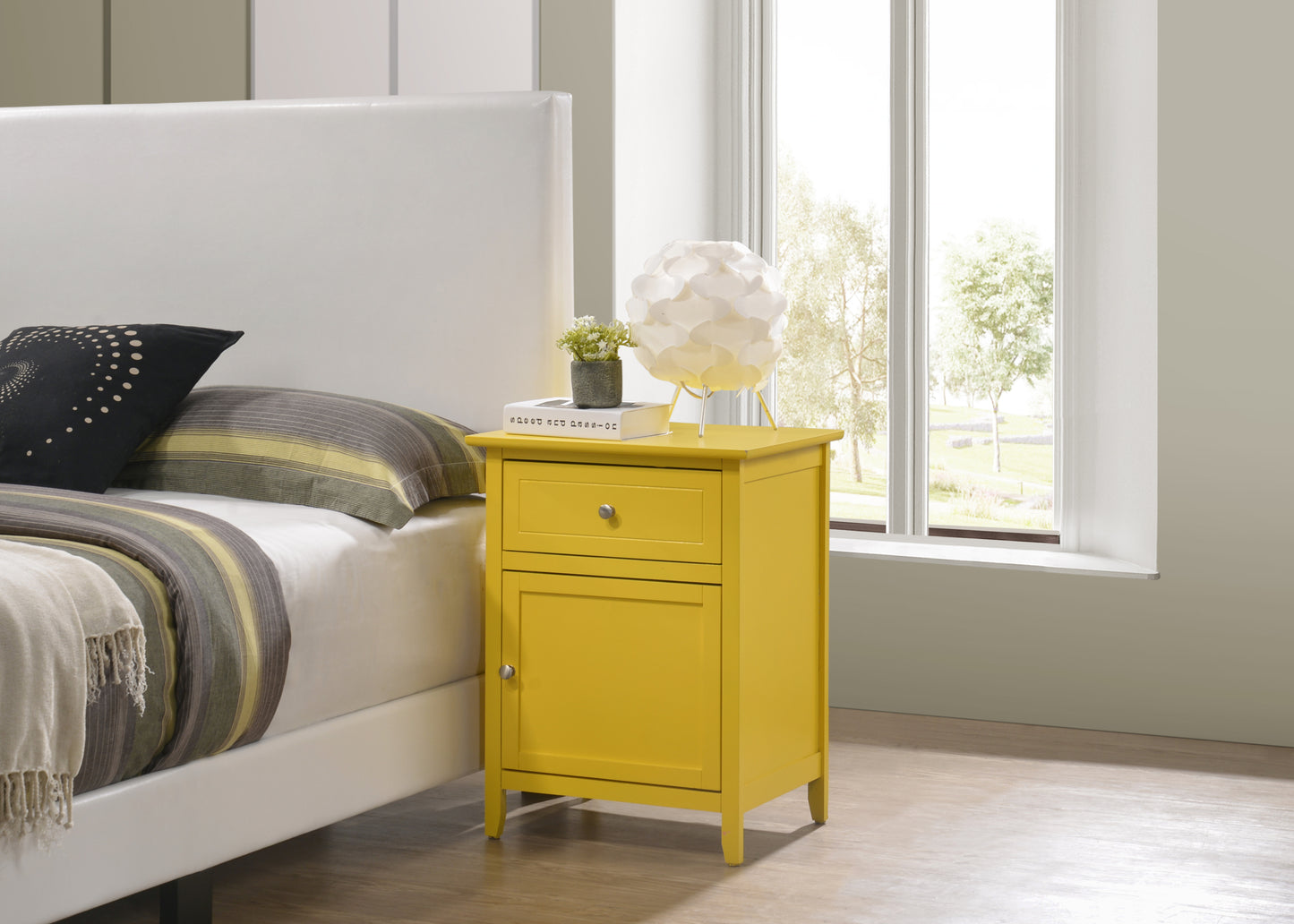 Izzy G1402-N 1 Drawer /1 Door Nightstand , Yellow