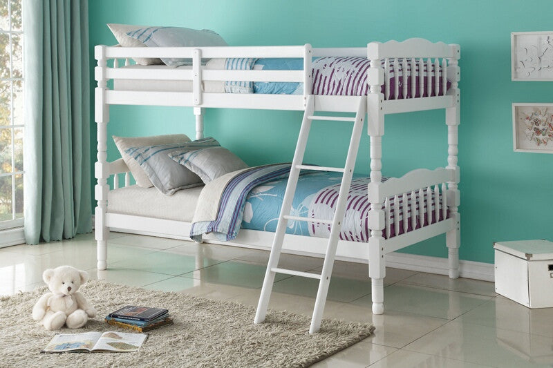 Homestead Bunk Bed Twin Twin White - Adjustable Wooden Twin Beds