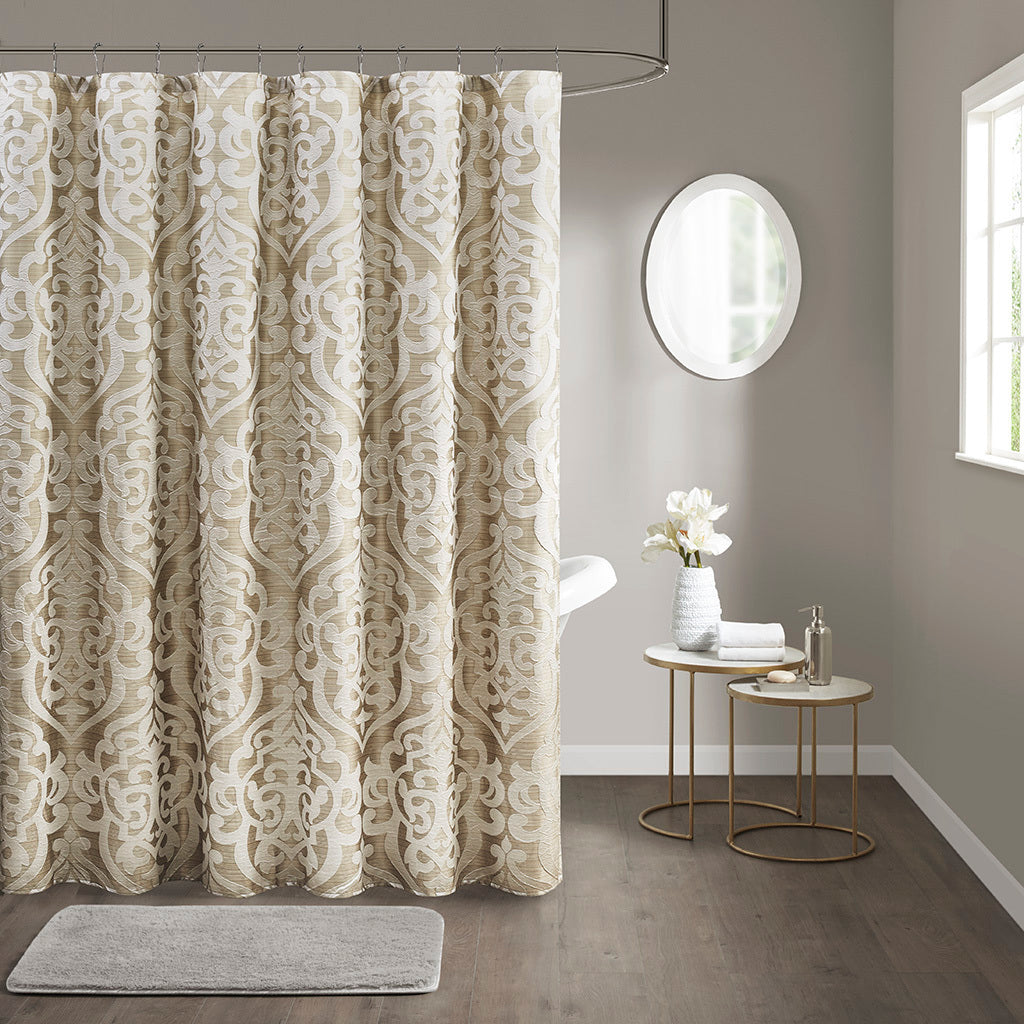 Elegant Ivory Damask Shower Curtain