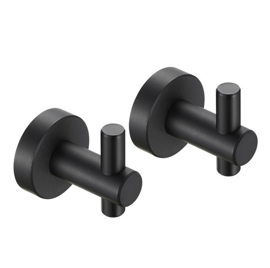 Stylish Matte Black Wall Hooks, Set of 2