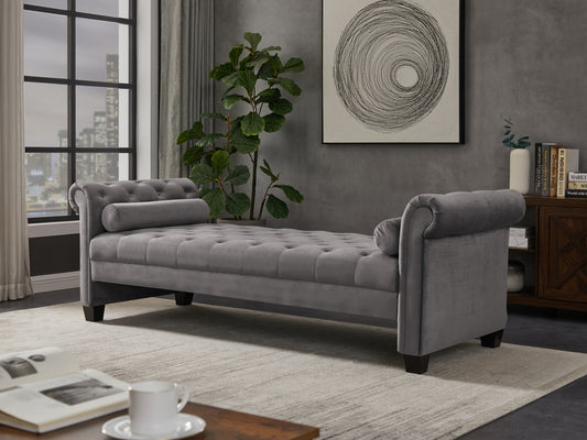 2038 Large Dark Gray Rectangular Sofa Ottoman