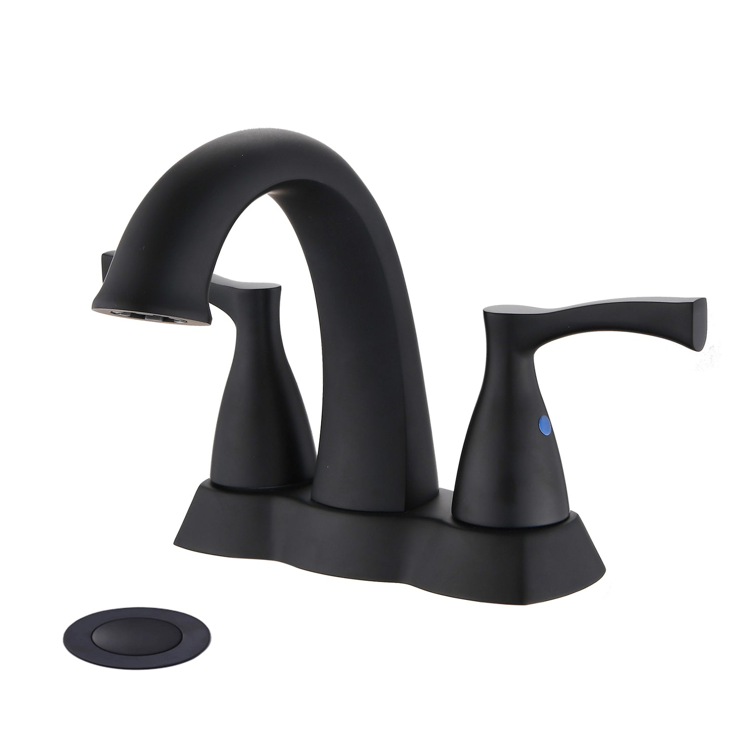 Elegant Matte Black 4 Inch Centerset Bathroom Faucet with Pop-Up Drain