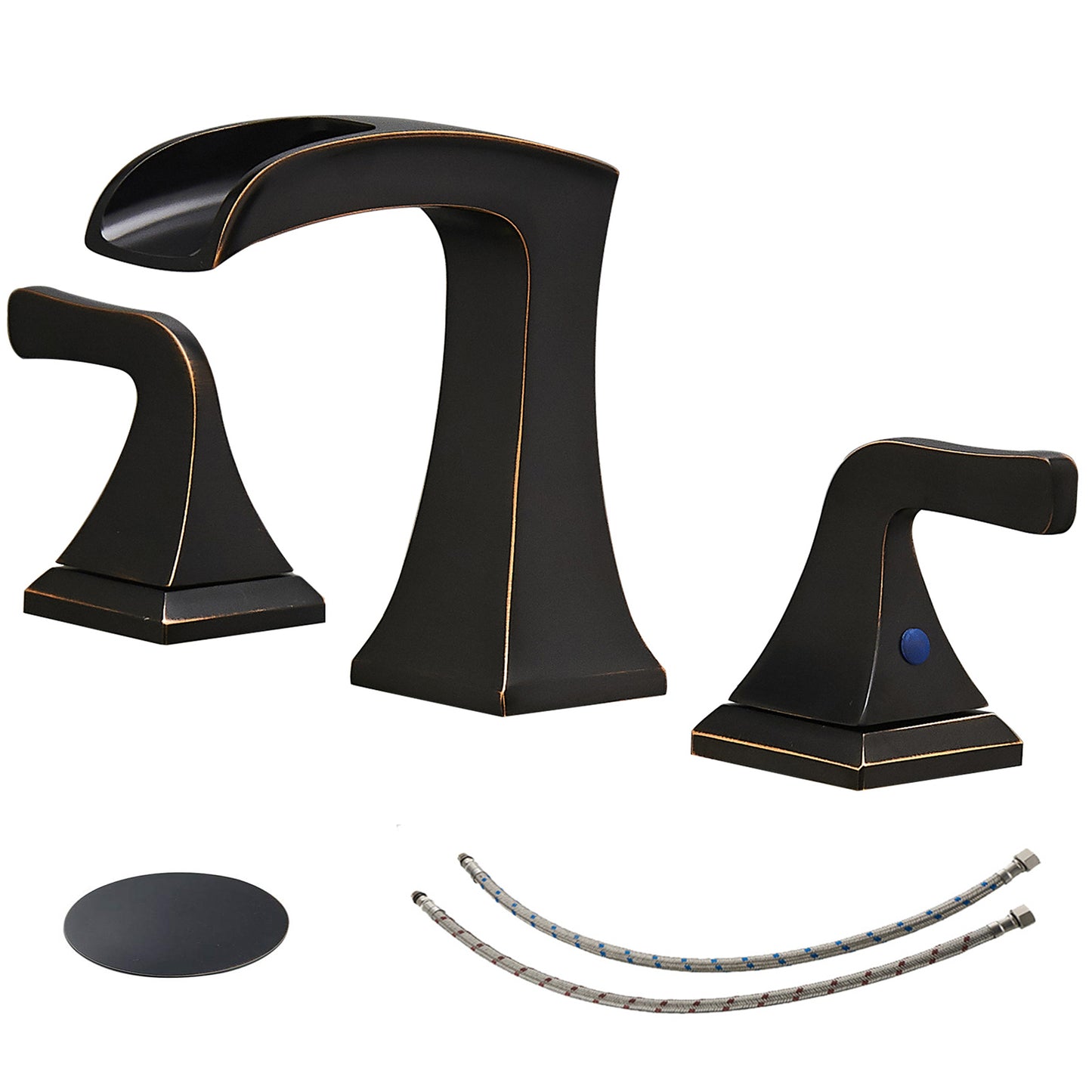 Oil Rubbed Bronze 8-inch Widespread 2-Handle Waterfall Bathroom Sink Faucet