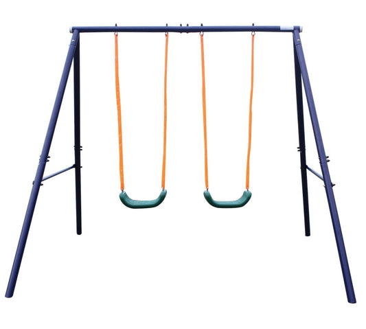 Children's Two-Seat Swing Set with Sturdy A-Frame