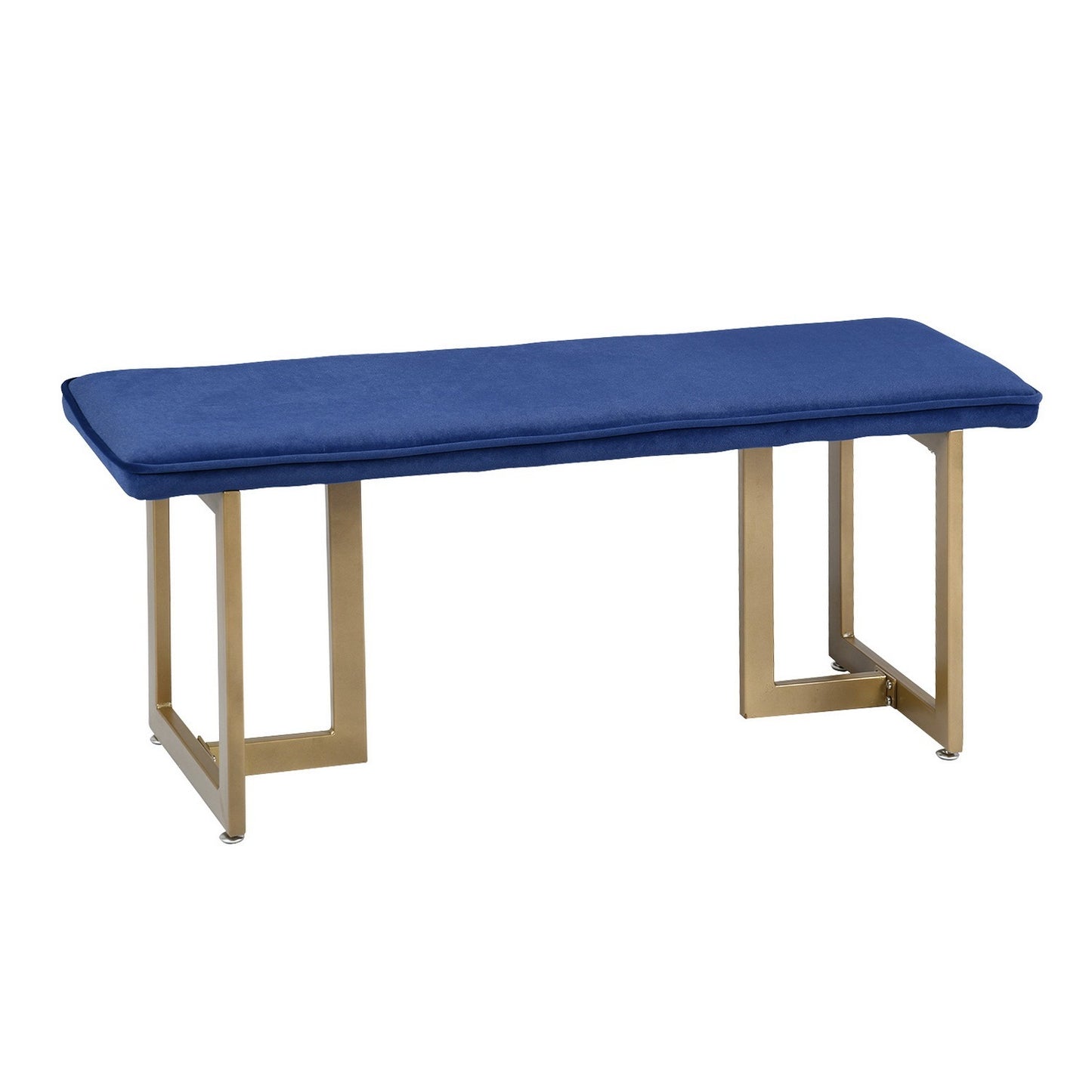 Set of 1 Upholstered Velvet Bench 44.5" W x 15" D x 18.5" H,Golden Powder Coating Legs  - BLUE