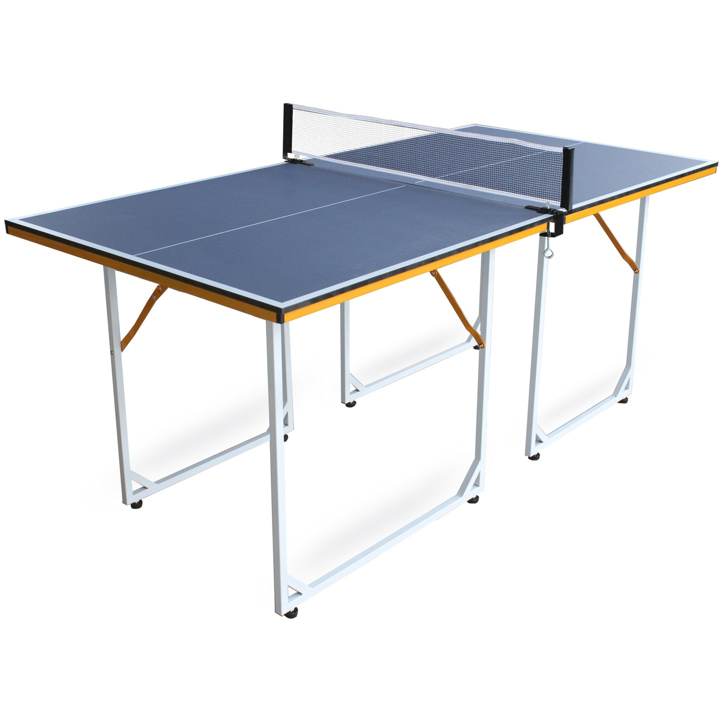 6ft Mid-Size Table Tennis Table Foldable & Portable Ping Pong Table Set for Indoor & Outdoor Games with Net, 2 Table Tennis Paddles and 3 Balls