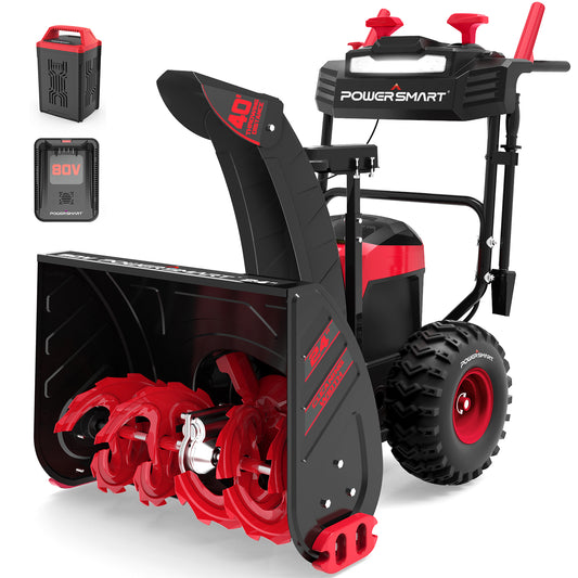 PowerSmart 24-inch 2-Stage 80V Cordless Snow Blower,Battery and Charger Included