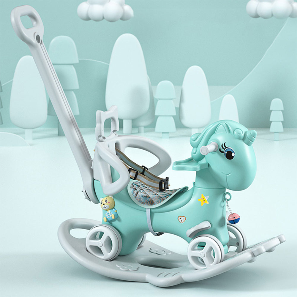 Unicorn Kids Blue Rocking Horse and Ride-On Bike