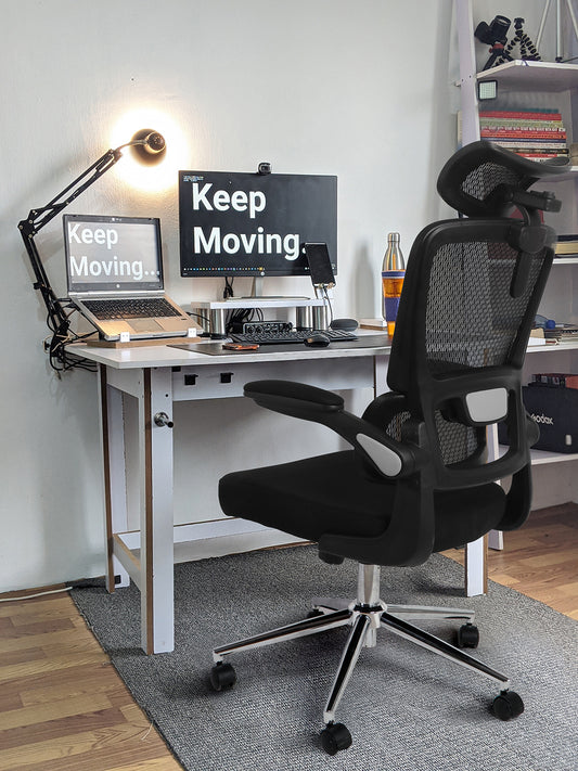 Mesh Ergonomic Office Chair with Flip Up Arms High Back Desk Chair -High Adjustable Headrest with Flip-Up Arms, Tilt Function, Lumbar Support Swivel Computer Chair Task Chair,Executive Chair, Black