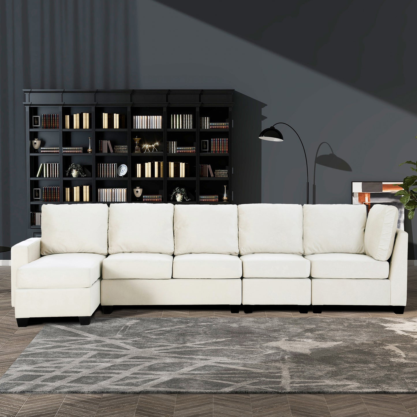 Modern L-shaped Sectional Sofa with Convertible Chaise Lounge